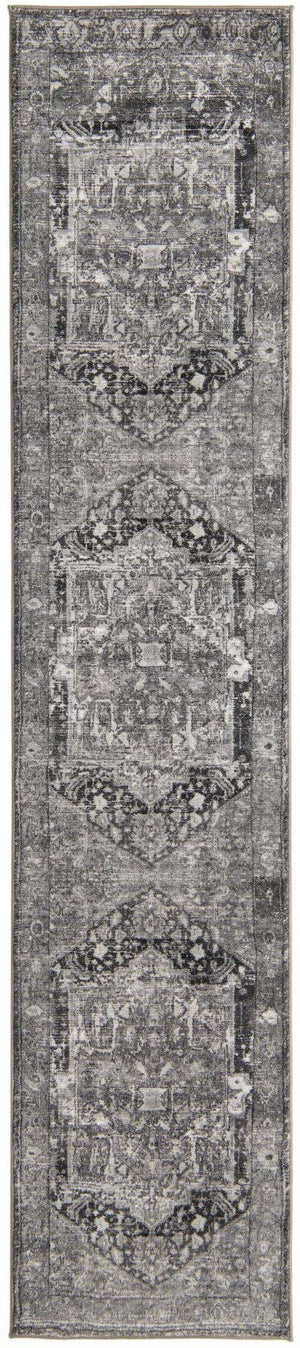 Steel Gray 2' 2 x 10' Medina Washable Runner Rug
