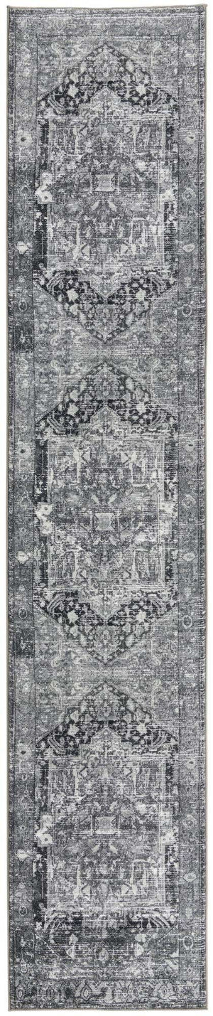 Steel Gray 3' x 13' Medina Washable Runner Rug