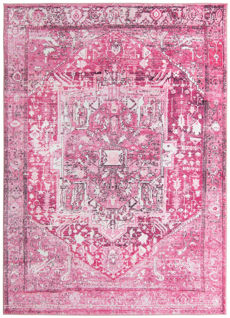 Plumrose Pink 7' x 9' Medina Washable Rectangle Rug