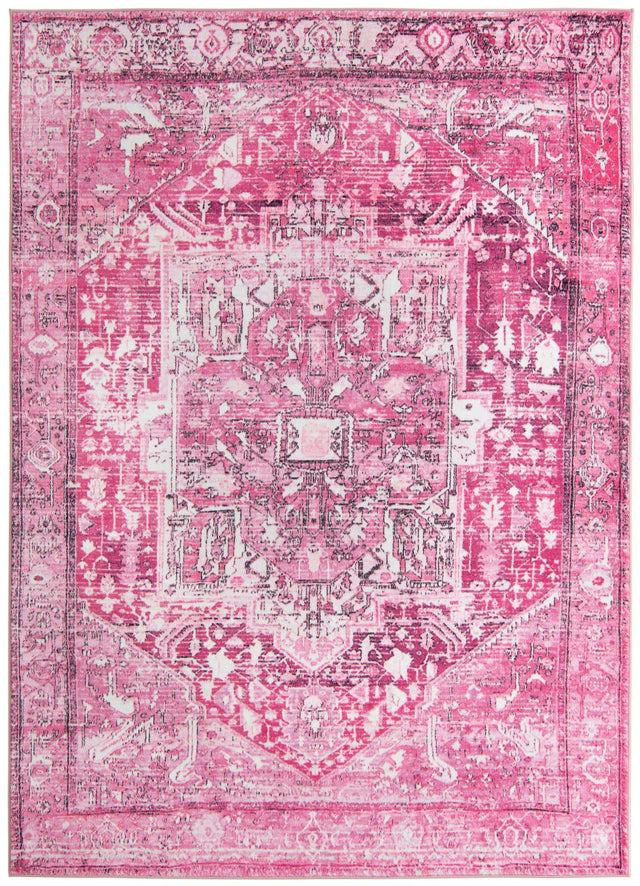 Plumrose Pink 7' x 9' Medina Washable Rectangle Rug