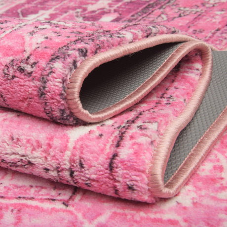 Plumrose Pink 8' x 10' 4 Medina Washable Rectangle Rug