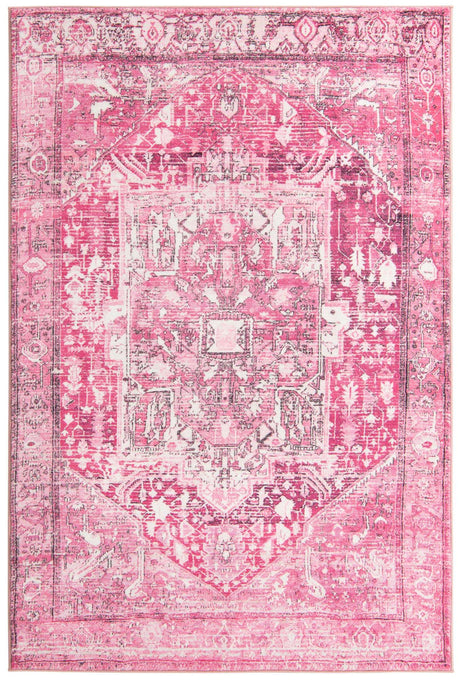 Plumrose Pink 5' 3 x 8' Medina Washable Rectangle Rug