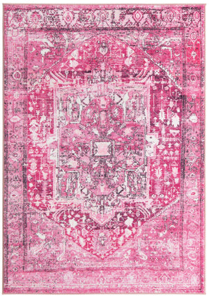 Plumrose Pink 4' 4 x 6' Medina Washable Rectangle Rug