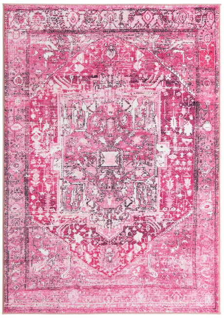 Plumrose Pink 4' 4 x 6' Medina Washable Rectangle Rug