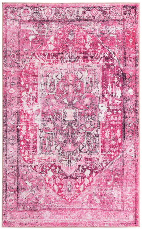 Plumrose Pink 3' 3 x 5' 3 Medina Washable Rectangle Rug