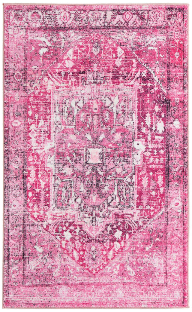 Plumrose Pink 3' 3 x 5' 3 Medina Washable Rectangle Rug