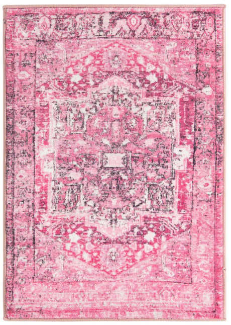 Plumrose Pink 2' 2 x 3' Medina Washable Rectangle Rug