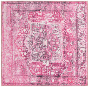 Plumrose Pink 3' 3 x 3' 3 Medina Washable Square Rug