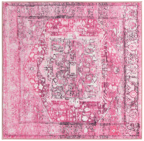 Plumrose Pink 3' 3 x 3' 3 Medina Washable Square Rug