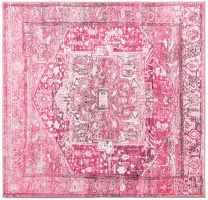 Plumrose Pink 5' 3 x 5' 3 Medina Washable Square Rug