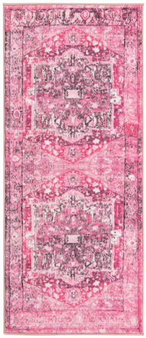 Plumrose Pink 2' 2 x 5' Medina Washable Runner Rug