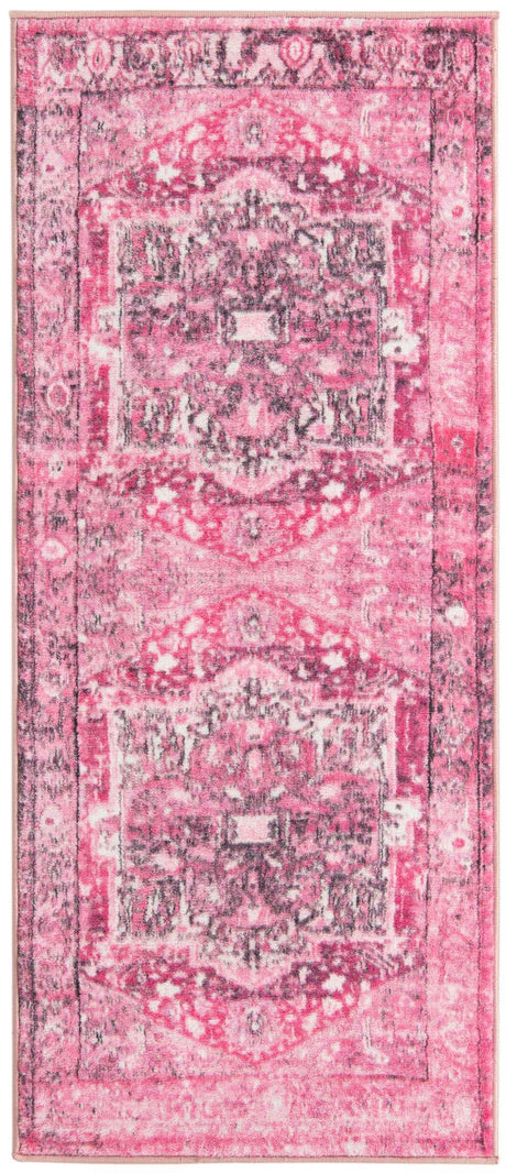 Plumrose Pink 2' 2 x 5' Medina Washable Runner Rug