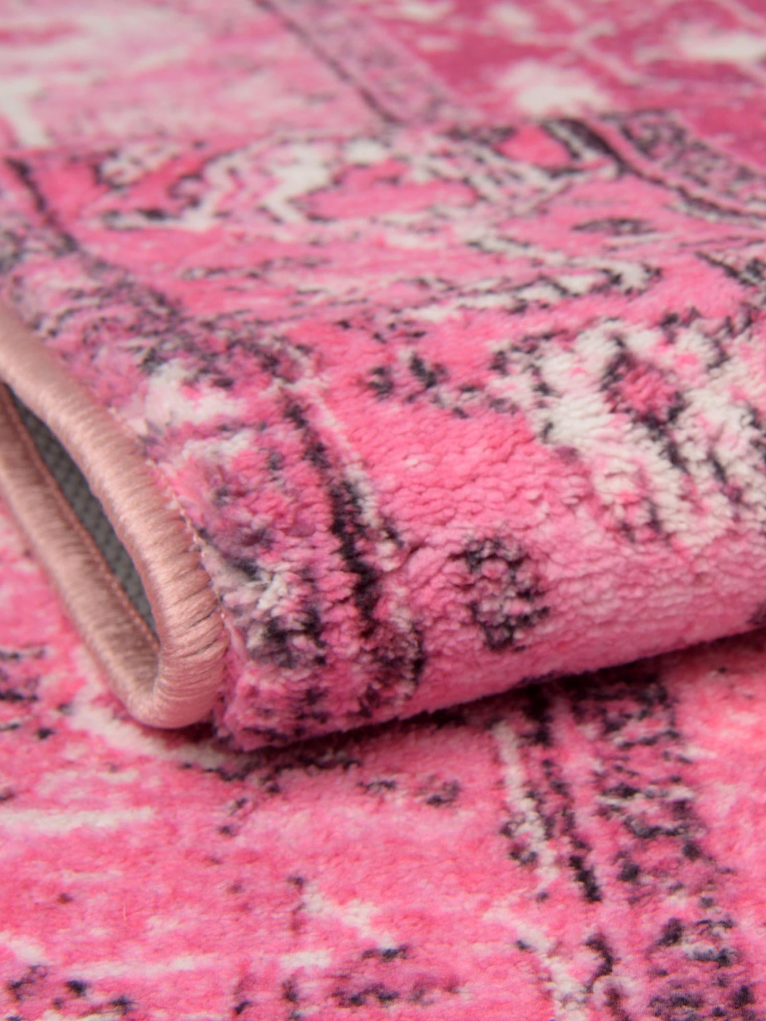 Washable Plumrose Pink 2' 7 x 13' Medina Runner Area Rug Easy to Clean Stain Resistant & Durable Polyester Classic Carpet for Home Decor & Design for Sale at Rug Engine