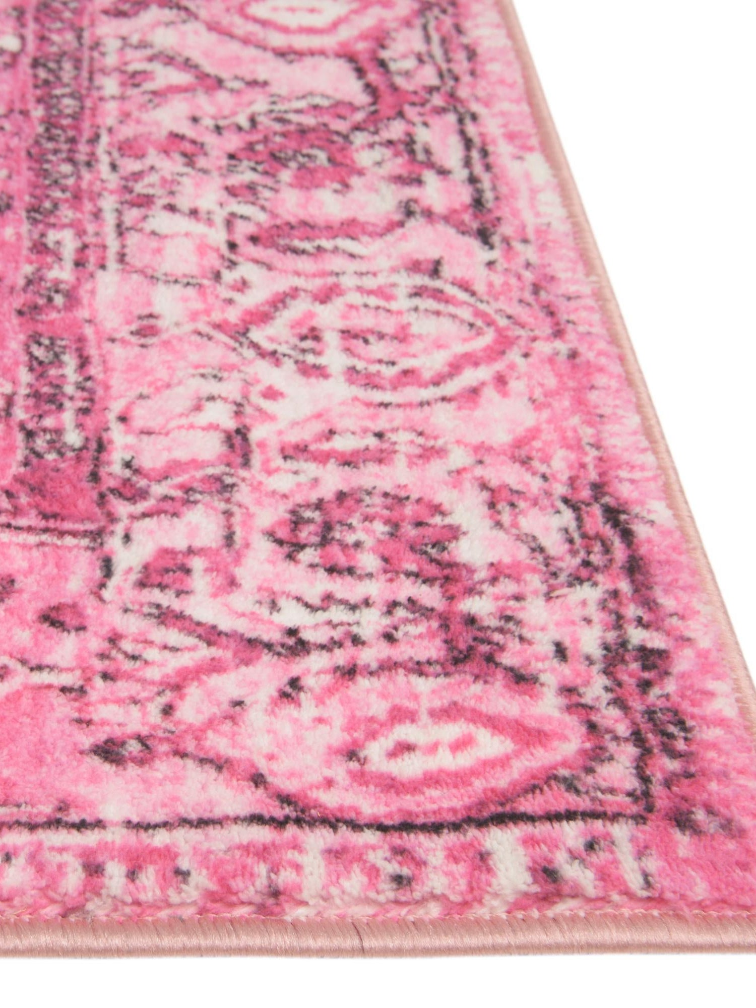 Washable Plumrose Pink 2' 2 x 10' Medina Runner Area Rug Easy to Clean Stain Resistant & Durable Polyester Classic Carpet for Home Decor & Design for Sale at Rug Engine