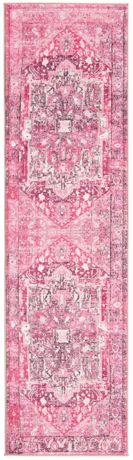 Plumrose Pink 2' 2 x 8' Medina Washable Runner Rug