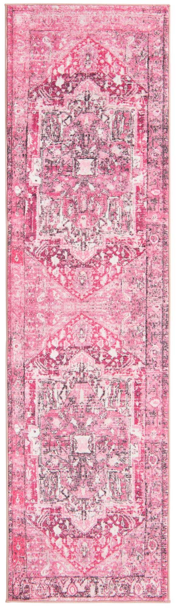 Plumrose Pink 2' 2 x 8' Medina Washable Runner Rug