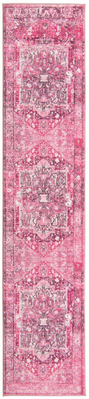 Plumrose Pink 2' 2 x 10' Medina Washable Runner Rug