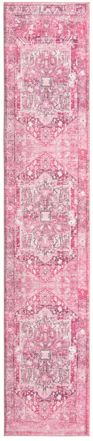 Plumrose Pink 3' x 13' Medina Washable Runner Rug