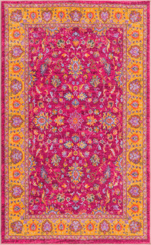 Berry Pink 3' 3 x 5' 3 Medina Washable Rectangle Rug