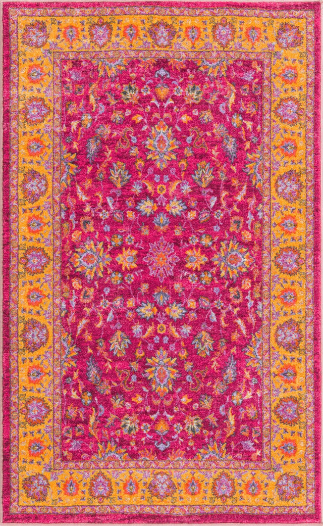 Berry Pink 3' 3 x 5' 3 Medina Washable Rectangle Rug