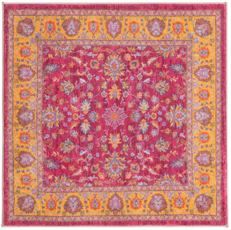 Berry Pink 3' 3 x 3' 3 Medina Washable Square Rug