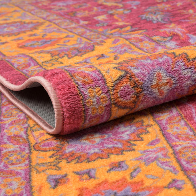 Berry Pink 3' 3 x 3' 3 Medina Washable Square Rug