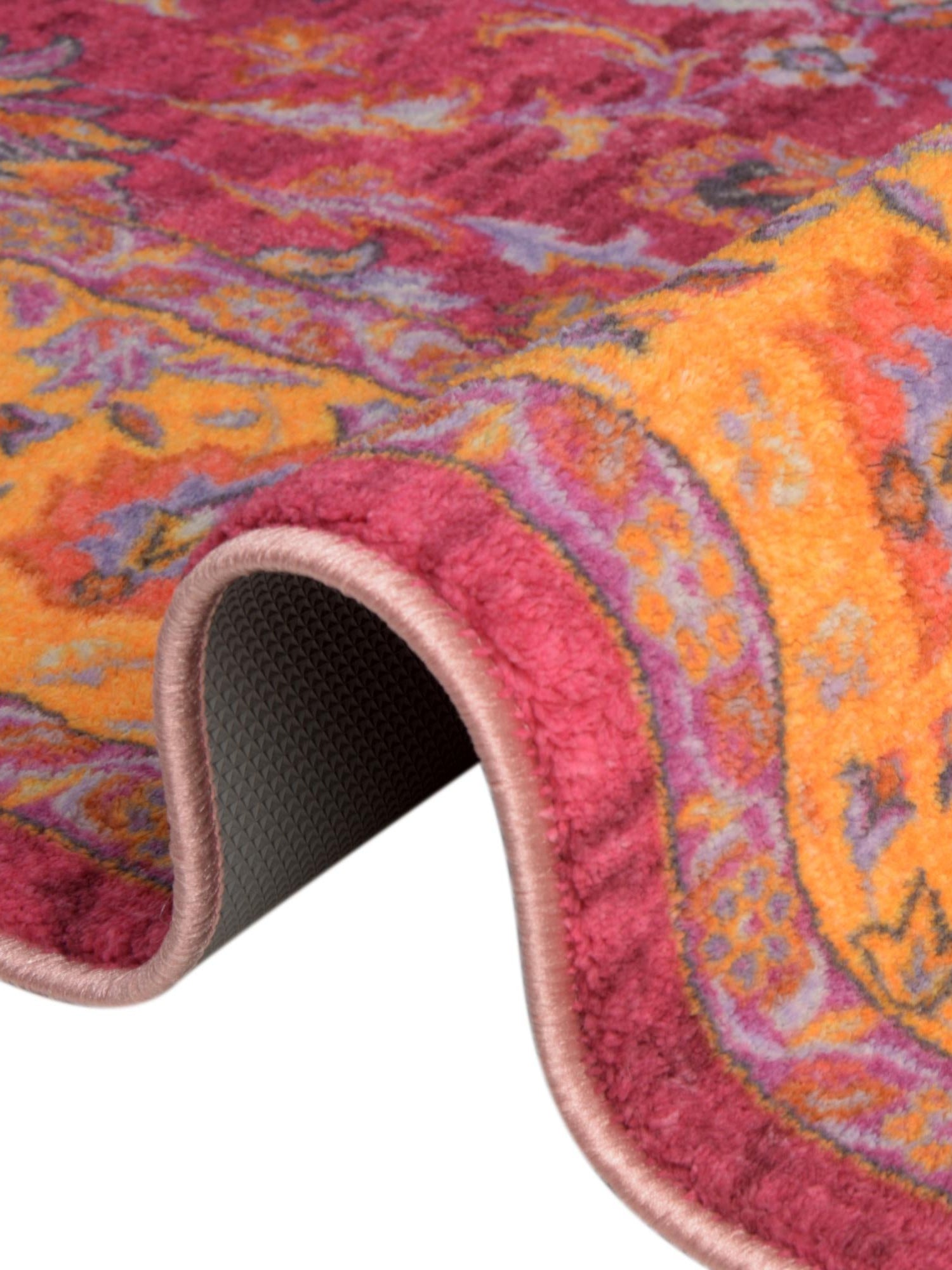 Washable Berry Pink 3' 3 x 3' 3 Medina Square Area Rug Easy to Clean Stain Resistant & Durable Polyester Classic Carpet for Home Decor & Design for Sale at Rug Engine