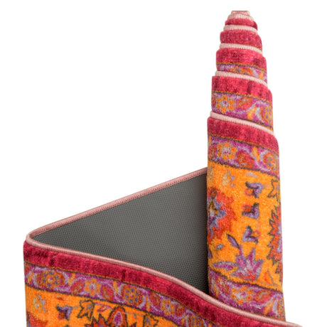 Washable Berry Pink 7' 10 x 7' 10 Medina Square Area Rug Easy to Clean Stain Resistant & Durable Polyester Classic Carpet for Home Decor & Design for Sale at Rug Engine