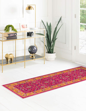 Berry Pink 2' 2 x 10' Medina Washable Runner Rug