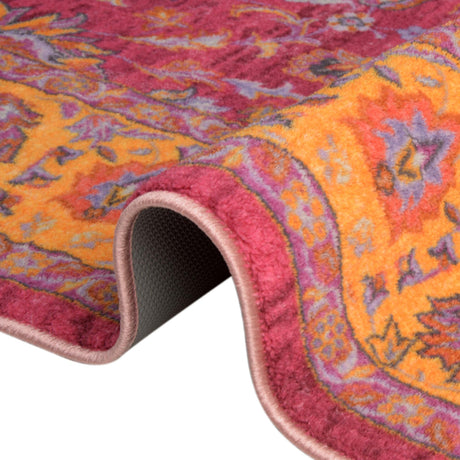 Washable Berry Pink 2' 2 x 6' Medina Runner Area Rug Easy to Clean Stain Resistant & Durable Polyester Classic Carpet for Home Decor & Design for Sale at Rug Engine