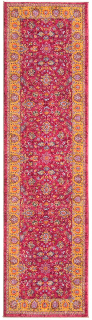 Berry Pink 2' 2 x 8' Medina Washable Runner Rug