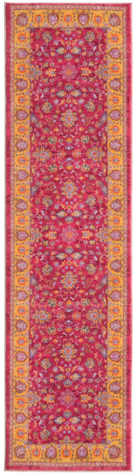 Berry Pink 2' 2 x 8' Medina Washable Runner Rug