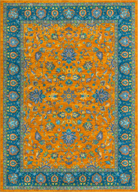 Sunshine Yellow 7' x 9' Medina Washable Rectangle Rug