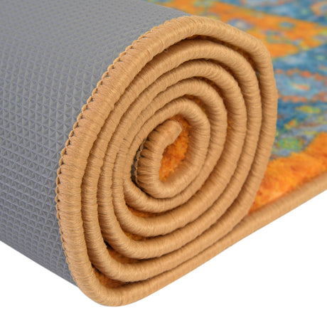 Washable Sunshine Yellow 3' 3 x 3' 3 Medina Square Area Rug Easy to Clean Stain Resistant & Durable Polyester Classic Carpet for Home Decor & Design for Sale at Rug Engine