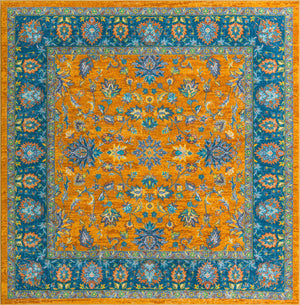 Sunshine Yellow 8' x 8' Medina Washable Square Rug