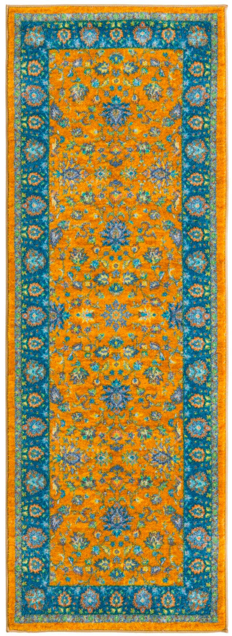 Sunshine Yellow 2' 2 x 6' Medina Washable Runner Rug