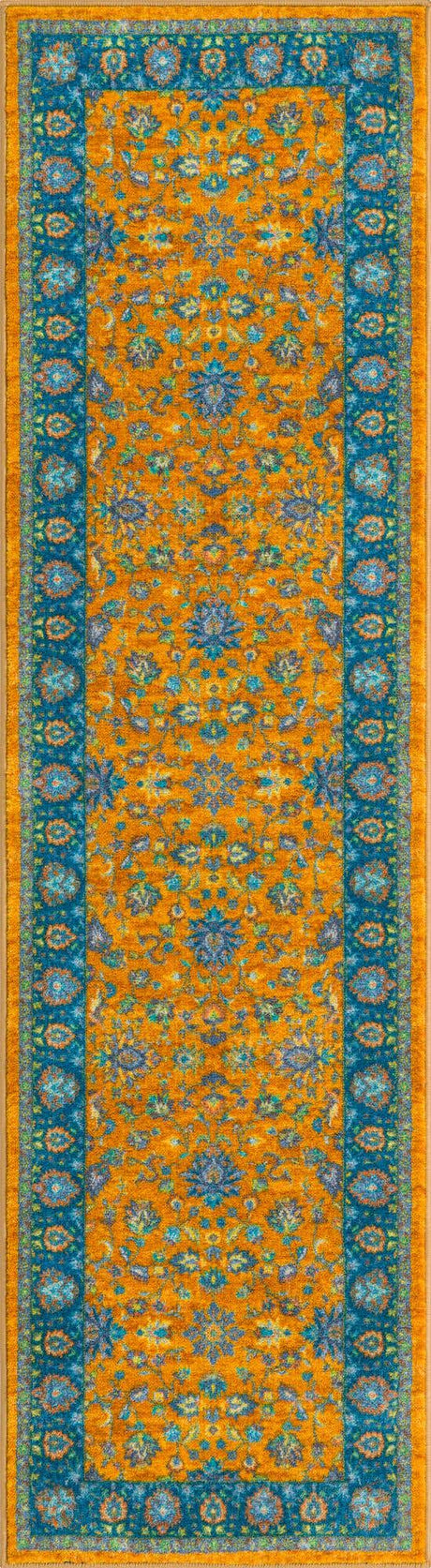 Sunshine Yellow 2' 2 x 8' Medina Washable Runner Rug