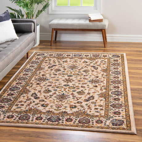 Washable Ivory 3' 3 x 5' 3 Medina Rectangle Area Rug Easy to Clean Stain Resistant & Durable Polyester Classic Carpet for Home Decor & Design for Sale at Rug Engine