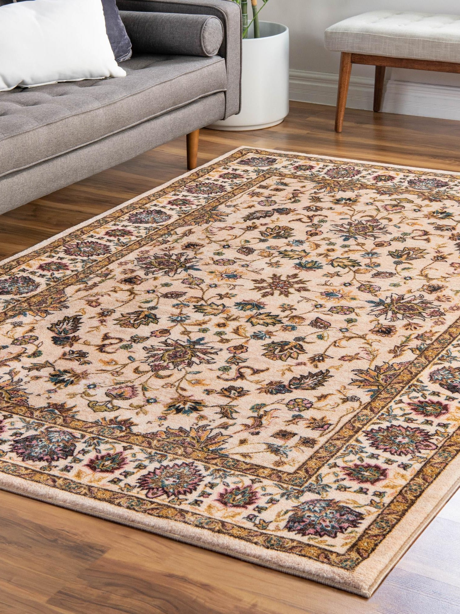 Washable Ivory 2' 2 x 3' Medina Rectangle Area Rug Easy to Clean Stain Resistant & Durable Polyester Classic Carpet for Home Decor & Design for Sale at Rug Engine