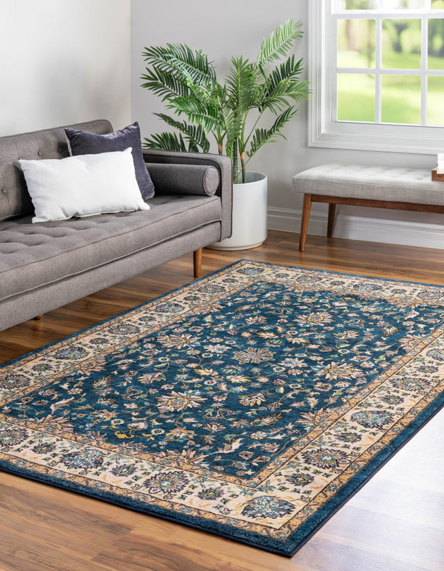 Egyptian Blue 5' 3 x 8' Medina Washable Rectangle Rug