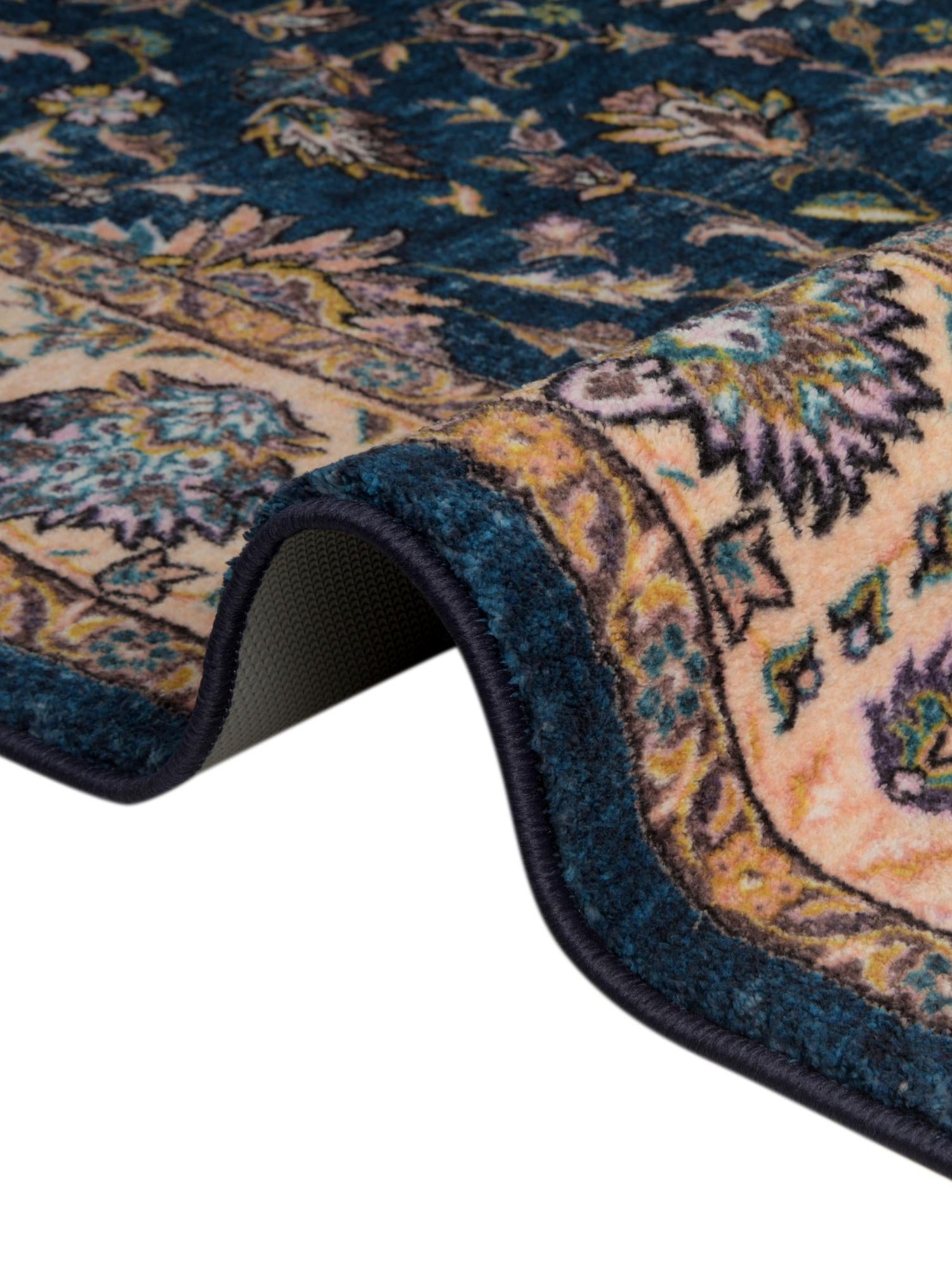 Washable Egyptian Blue 5' 3 x 7' 9 Medina Rectangle Area Rug Easy to Clean Stain Resistant & Durable Polyester Classic Carpet for Home Decor & Design for Sale at Rug Engine