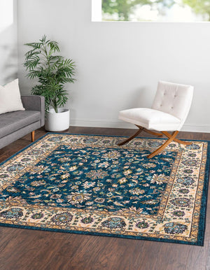 Egyptian Blue 3' 3 x 3' 3 Medina Washable Square Rug