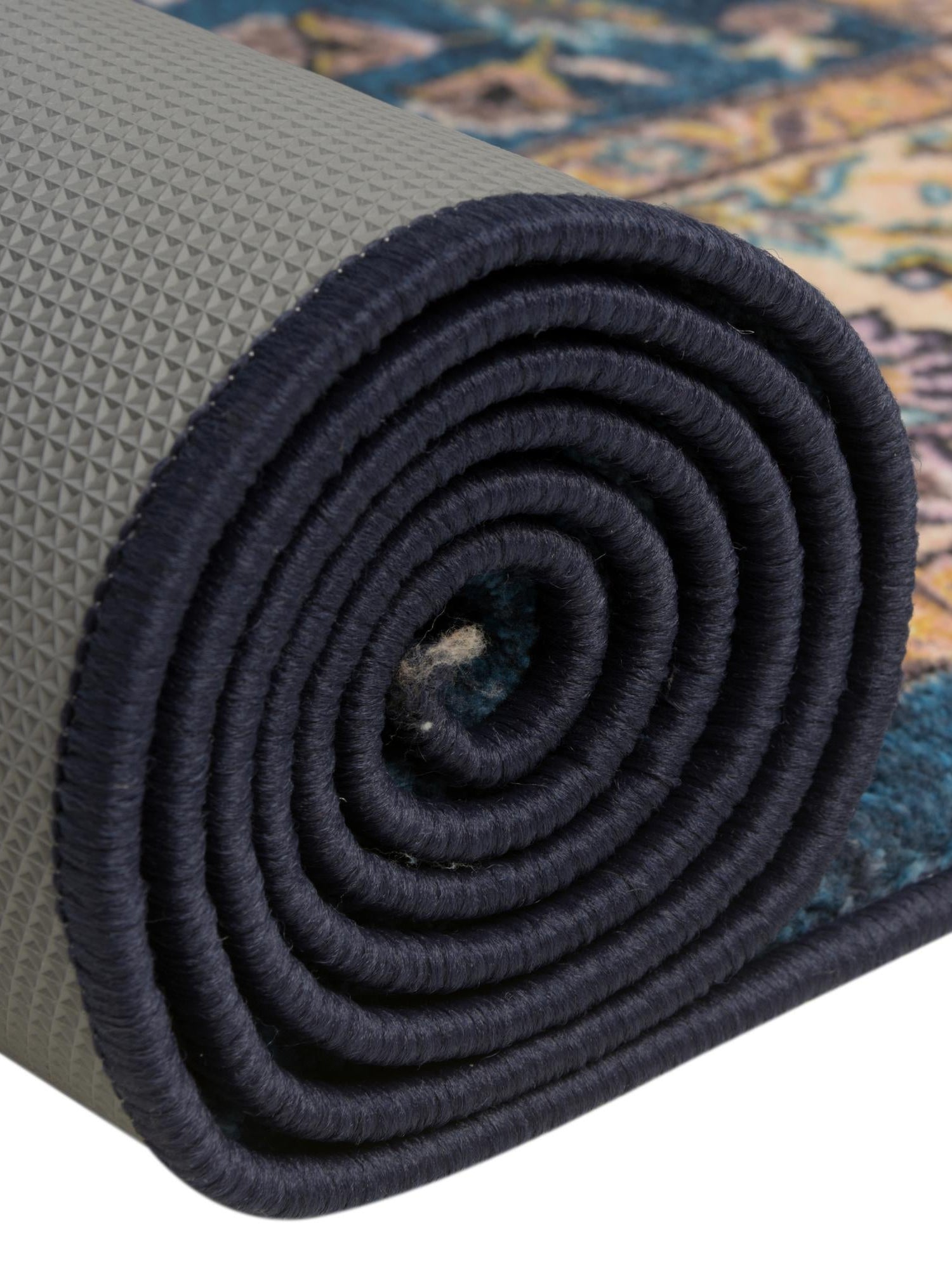 Washable Egyptian Blue 3' 3 x 3' 3 Medina Square Area Rug Easy to Clean Stain Resistant & Durable Polyester Classic Carpet for Home Decor & Design for Sale at Rug Engine