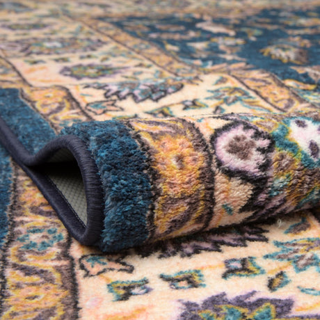 Washable Egyptian Blue 2' 7 x 13' Medina Runner Area Rug Easy to Clean Stain Resistant & Durable Polyester Classic Carpet for Home Decor & Design for Sale at Rug Engine