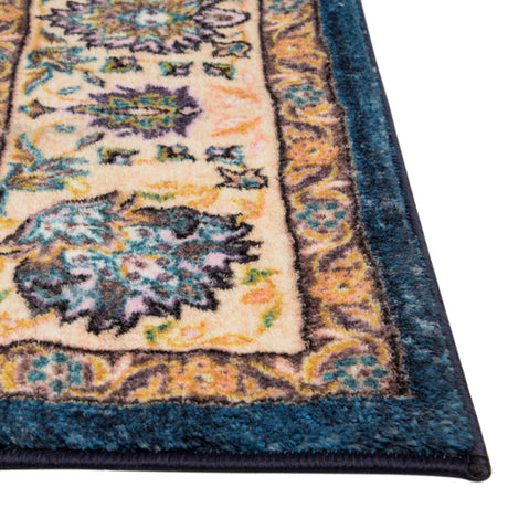 Washable Egyptian Blue 2' 7 x 13' Medina Runner Area Rug Easy to Clean Stain Resistant & Durable Polyester Classic Carpet for Home Decor & Design for Sale at Rug Engine
