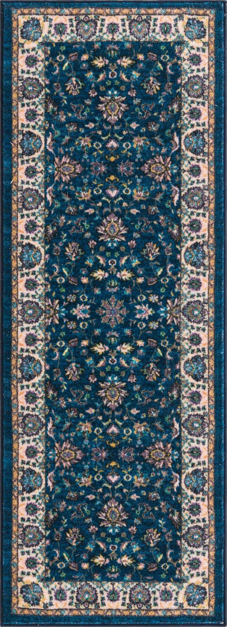 Egyptian Blue 2' 2 x 6' Medina Washable Runner Rug
