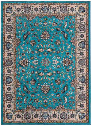 Arctic Aqua Blue 7' x 9' Medina Washable Rectangle Rug