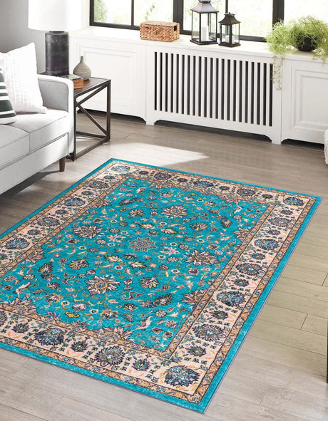 Arctic Aqua Blue 7' x 9' Medina Washable Rectangle Rug
