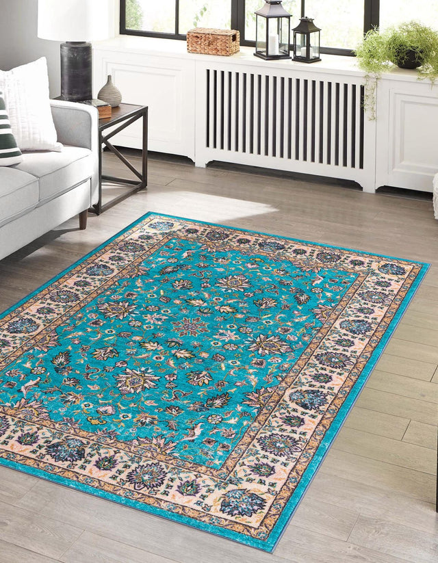 Arctic Aqua Blue 7' x 9' Medina Washable Rectangle Rug