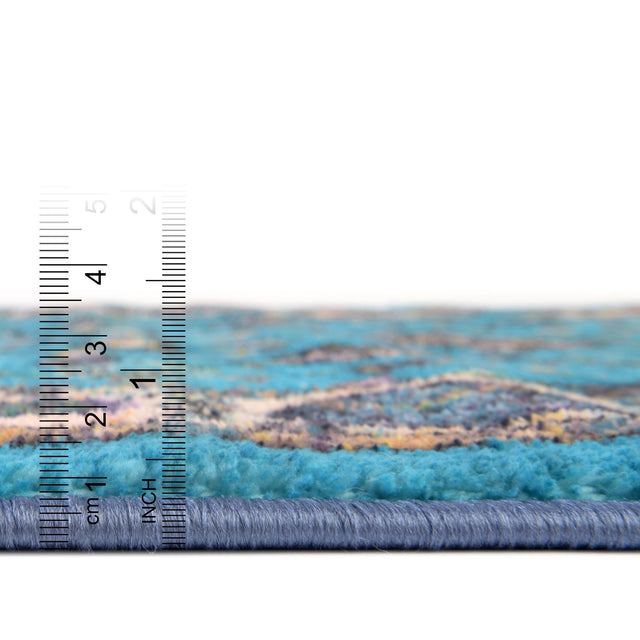 Arctic Aqua Blue 7' x 9' Medina Washable Rectangle Rug